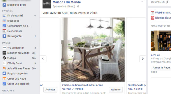 étape facebook dynamic product ads effinity