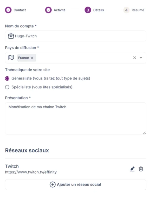twitch affiliation